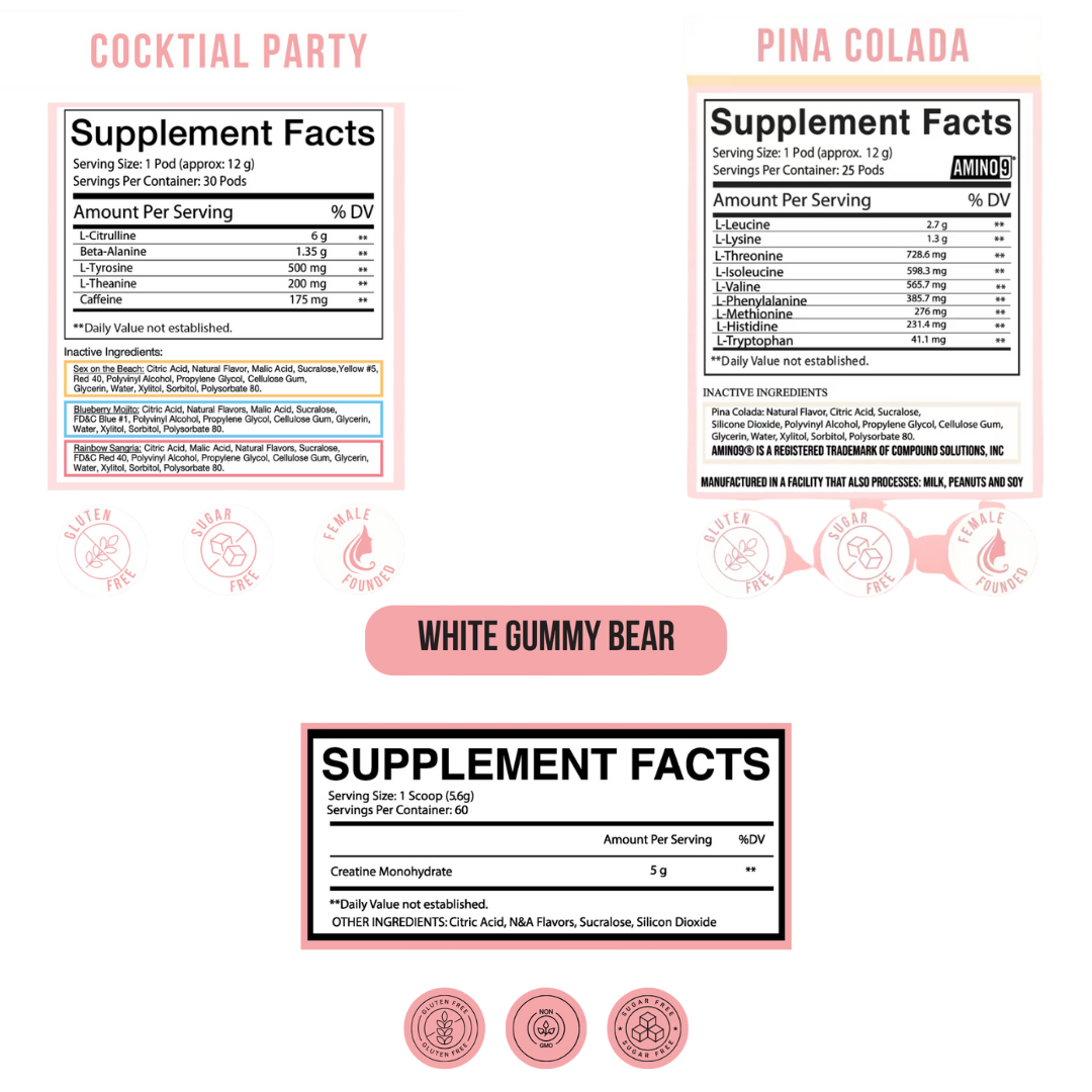 Starter Bundle - The Cocktail Party Pre-Workout & Piña Colada EAA Recovery & Creatine Monohydrate Unflavored