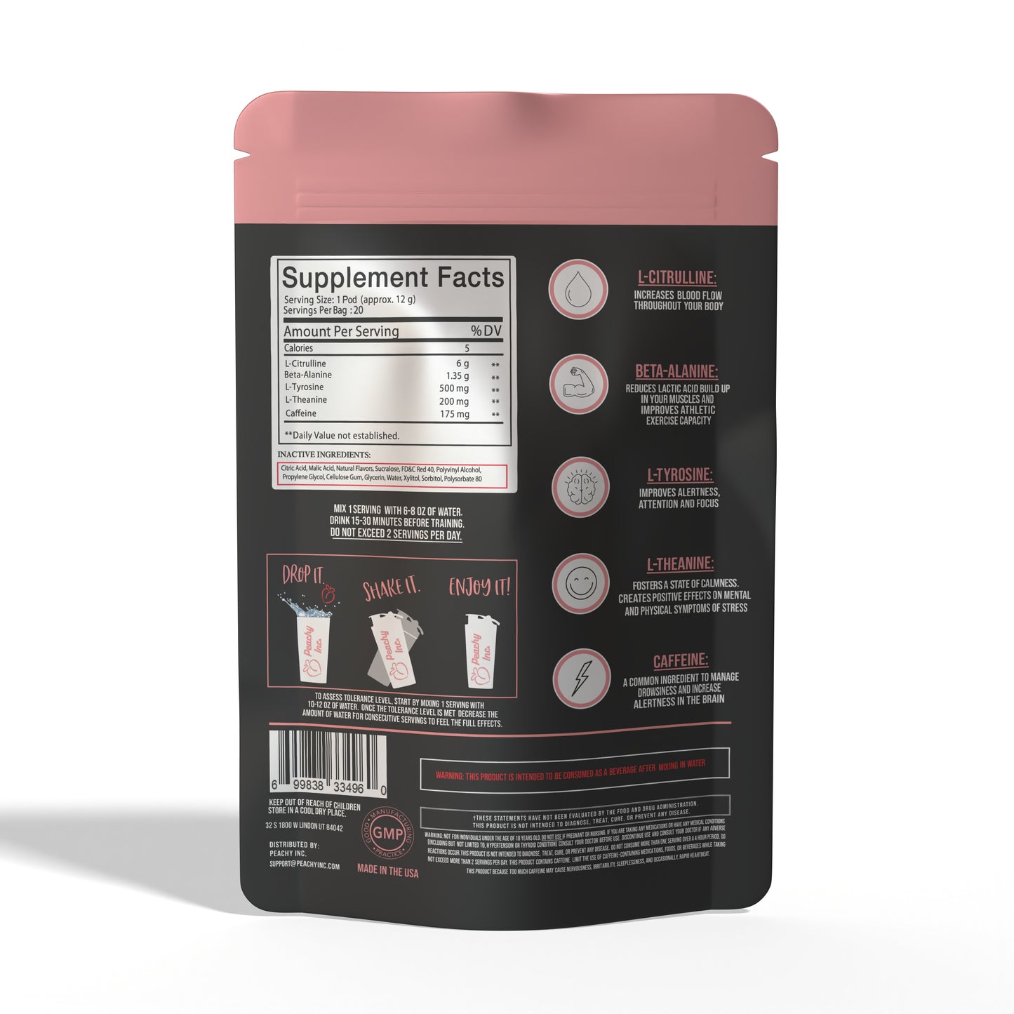 Peachy Nutrition Rainbow Sangria Pre-Workout Pods