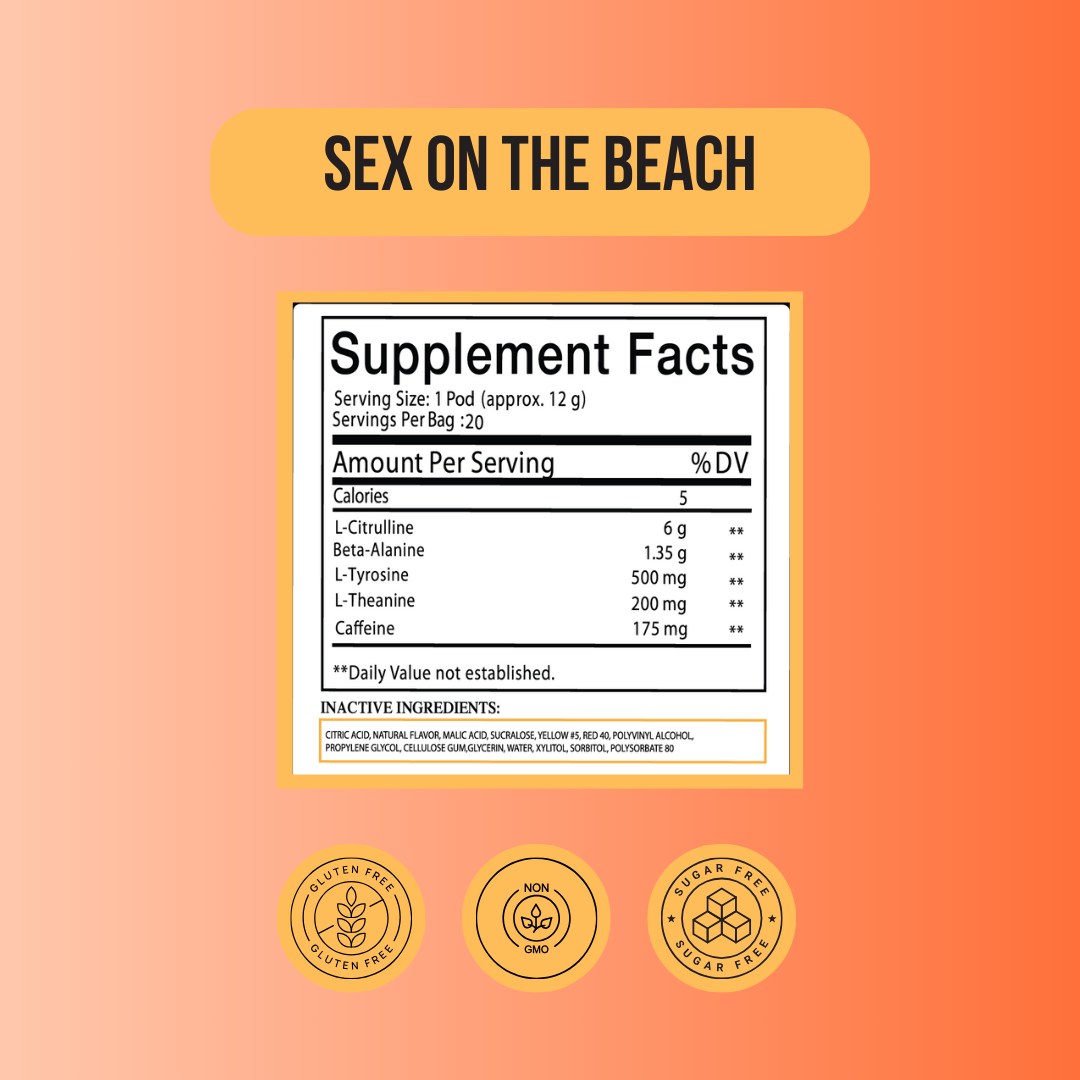 Peachy Nutrition Sex on the Beach Pre-Workout Pods